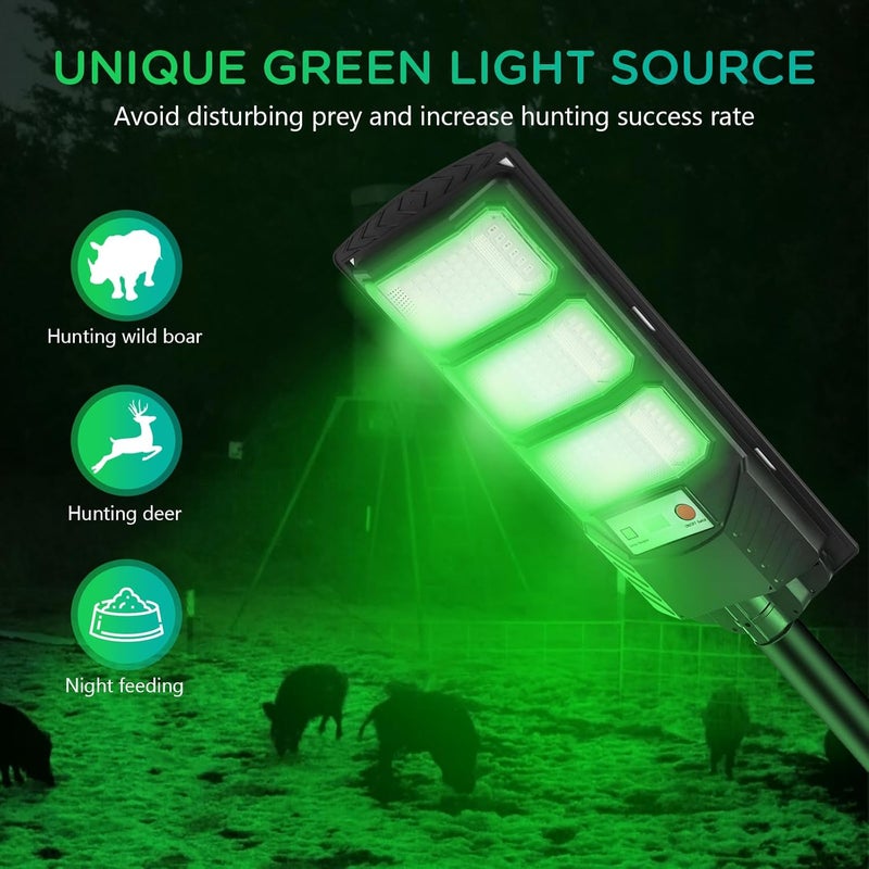 Zuomeng Hog Lights for Night Hunting, Solar Green Light, Motion Activated Feeder Light with 300ft Remote Alarm, Outdoor Wireless Lighting for Boar, Deer - Image 2